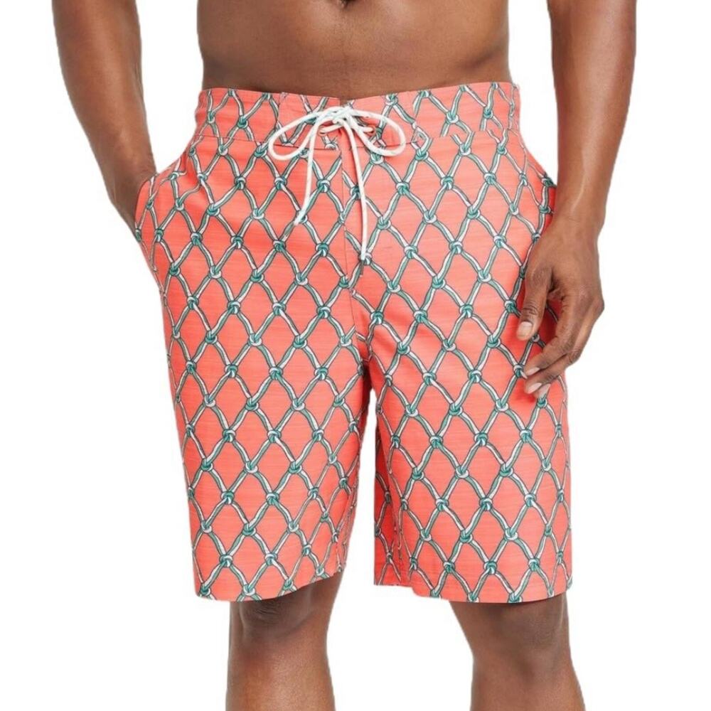Goodfellow & Co Board Shorts Mens XL Swim Trunks Shorts Coral Orange Drawstring